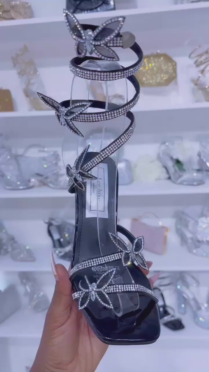 black butterfly heels